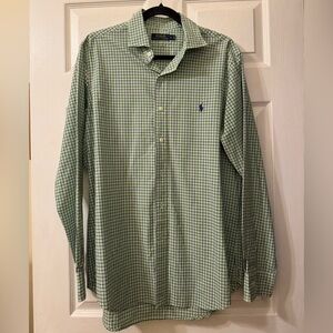 Ralph Lauren Men's Green Plaid Shirt Size LARGE  Like new!